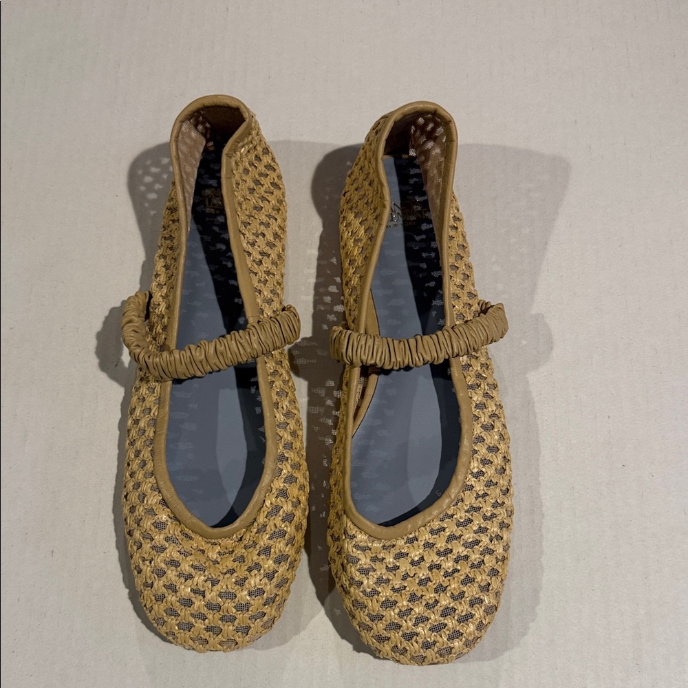 Frances Valentine Tan and Brown Woven Flats
